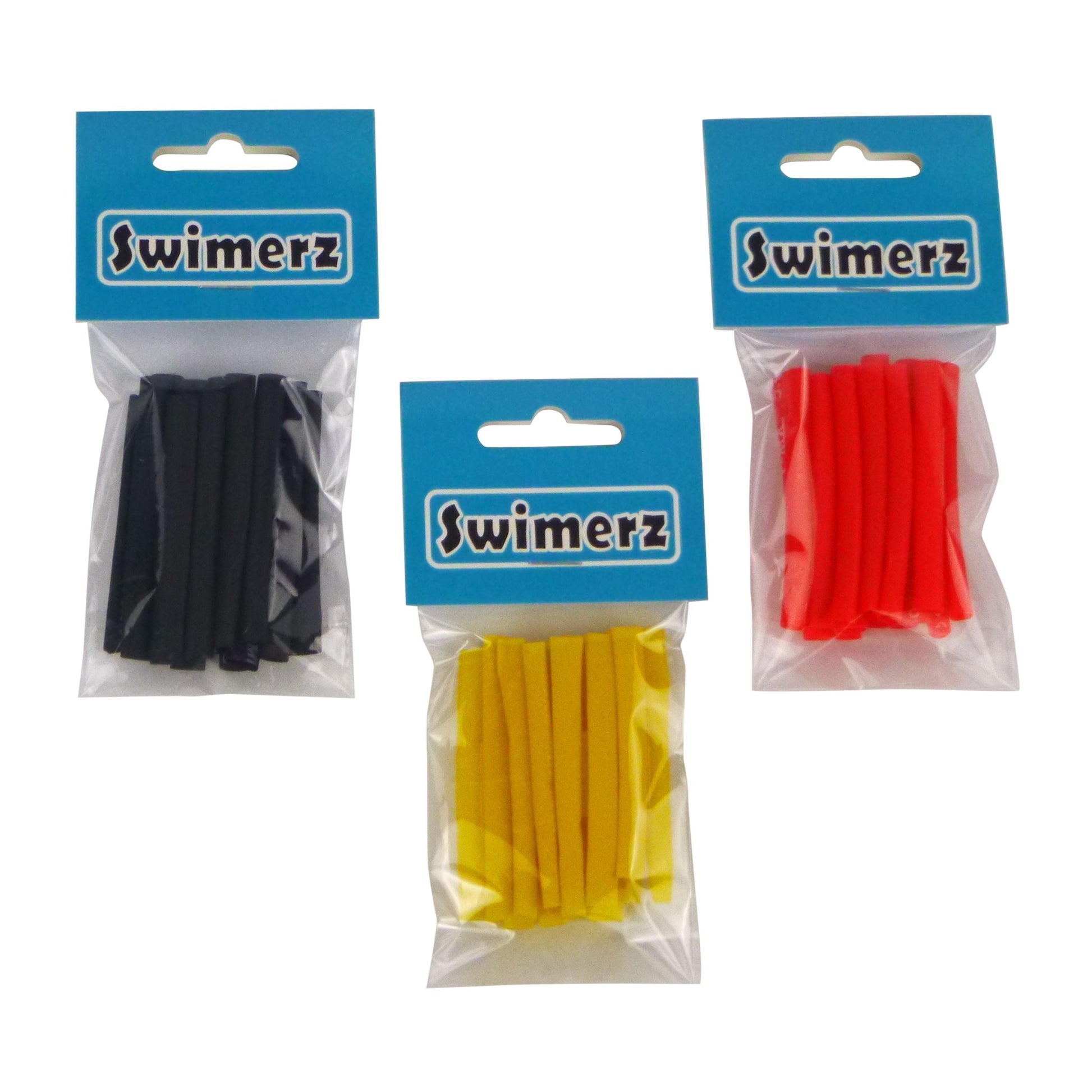 Swimerz Assist Hook Sleeves, 4mm Shrink Tube, Black, Yellow & Red, 50mm. Qty 45.-0