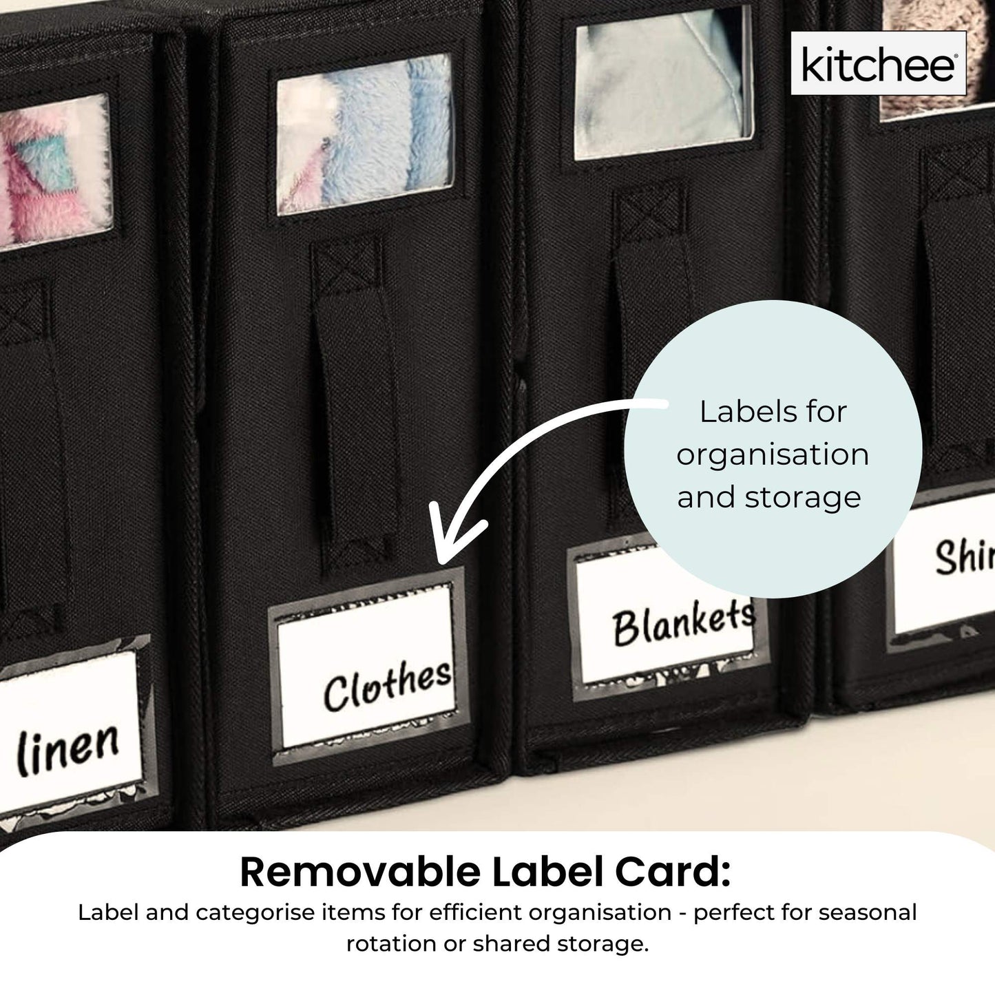 4x Kitchee Foldable Bed Sheet Storage Box – Linen & Closet Organiser Black-4