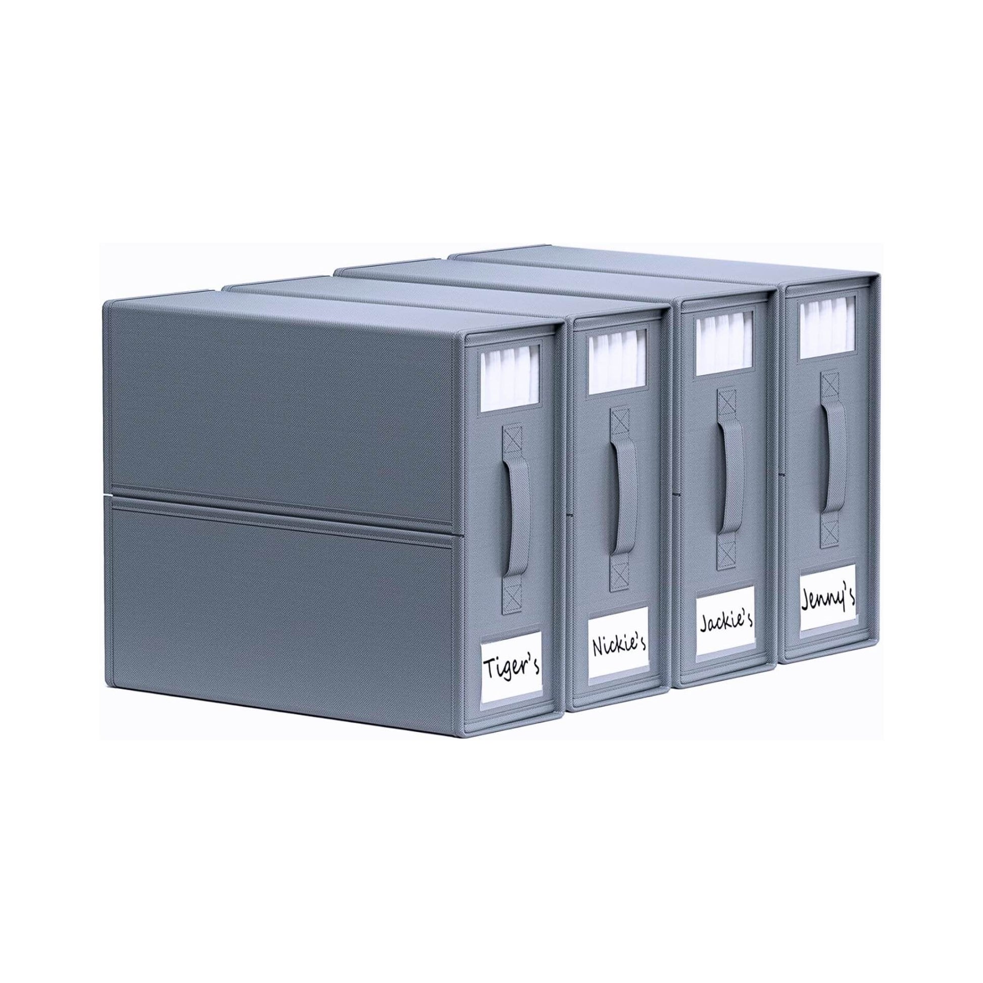 4x Kitchee Foldable Bed Sheet Storage Box – Linen & Closet Organiser Grey-0