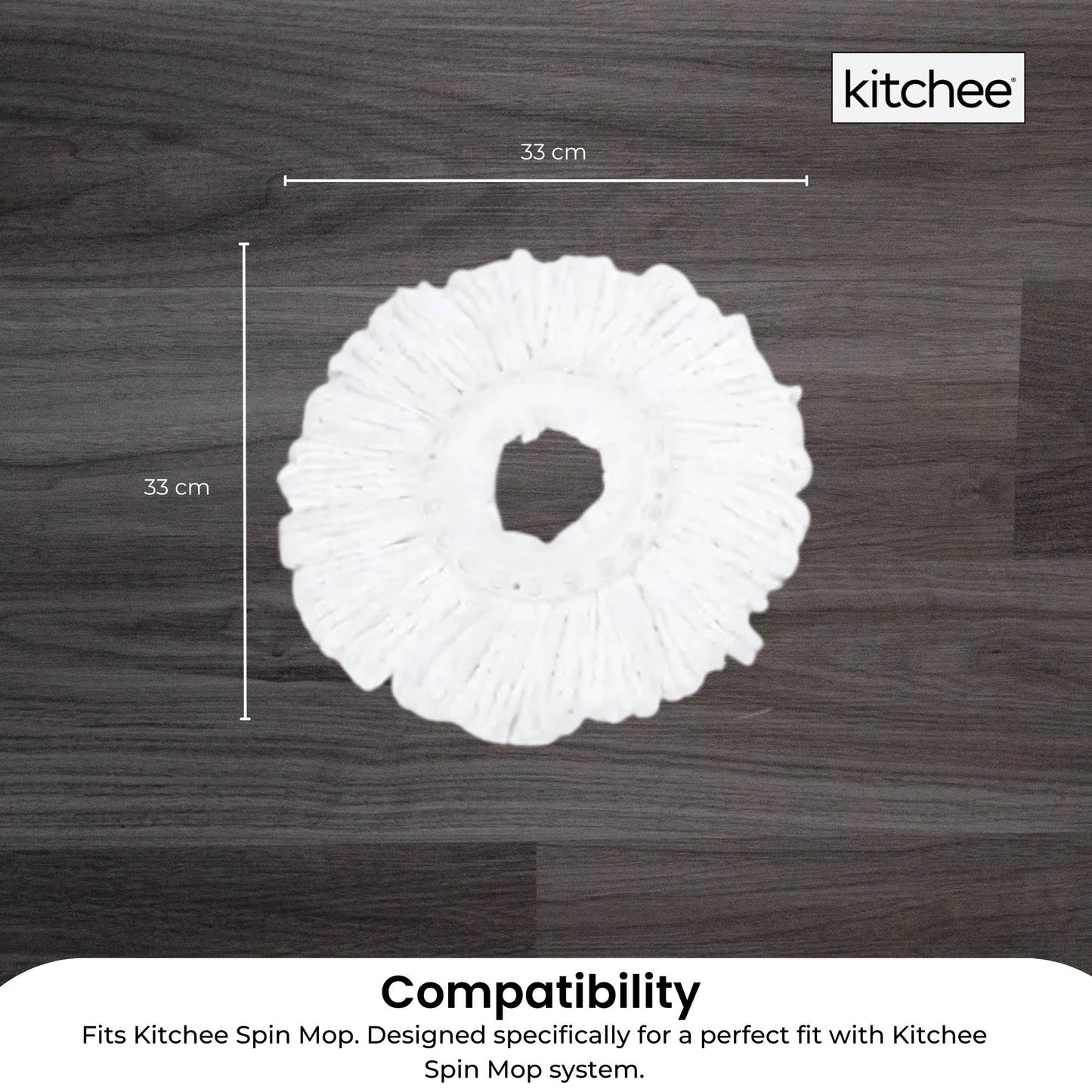 4x Kitchee Microfibre Mop Head Replacement for Kitchee Spin Mop - White Round-3