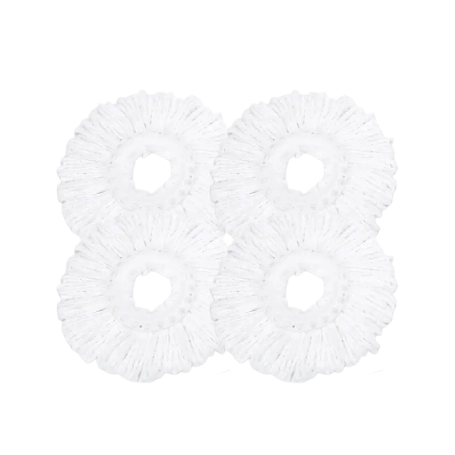 4x Kitchee Microfibre Mop Head Replacement for Kitchee Spin Mop - White Round-0