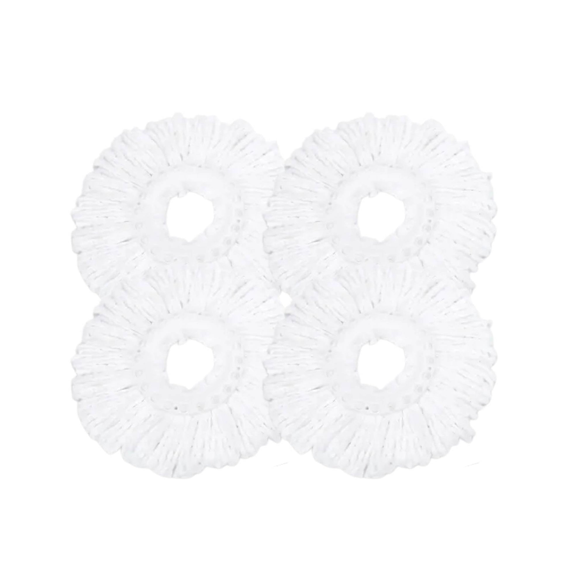 4x Kitchee Microfibre Mop Head Replacement for Kitchee Spin Mop - White Round-0