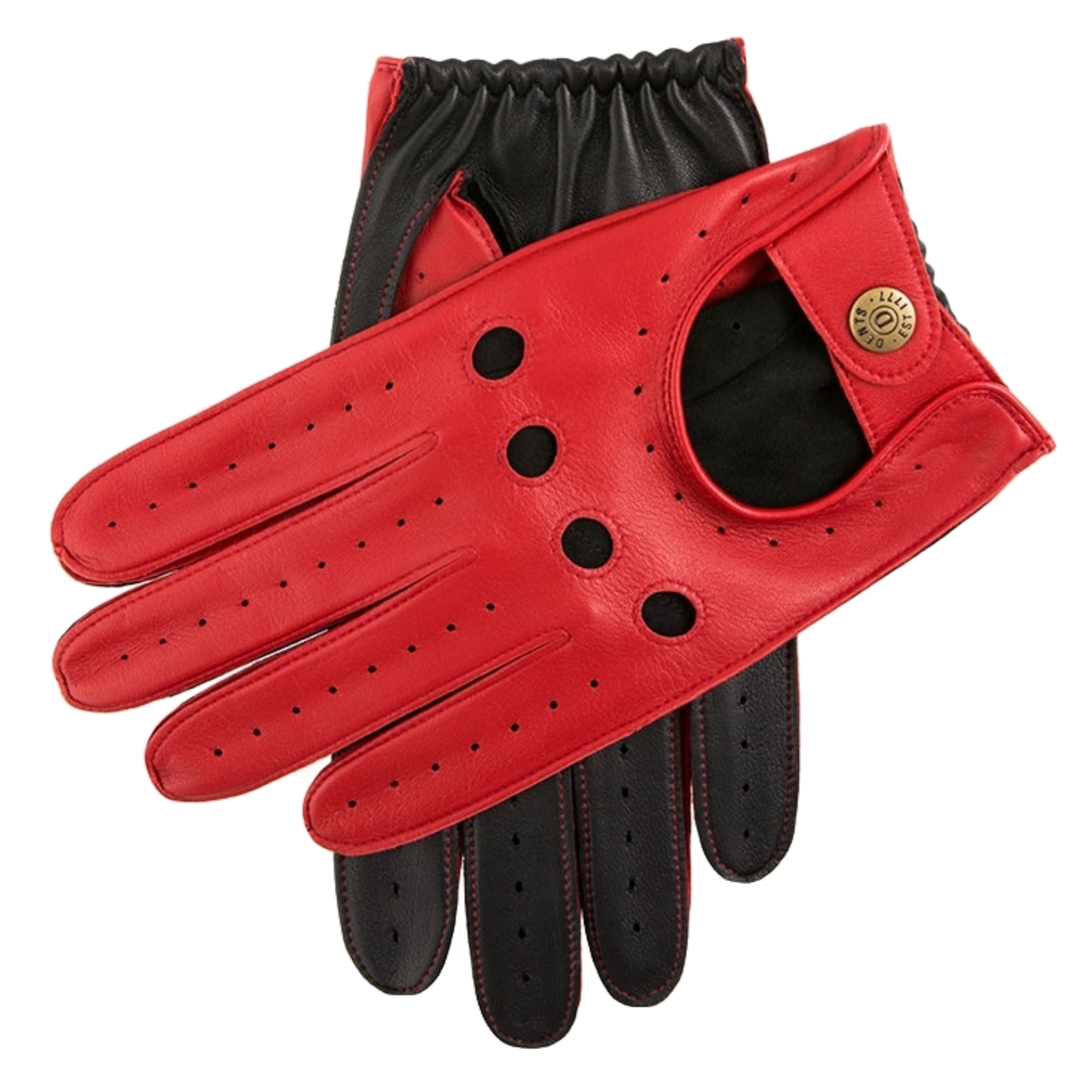 Dents Waverley Mens Leather Driving Gloves Luxury - Berry/Black-1