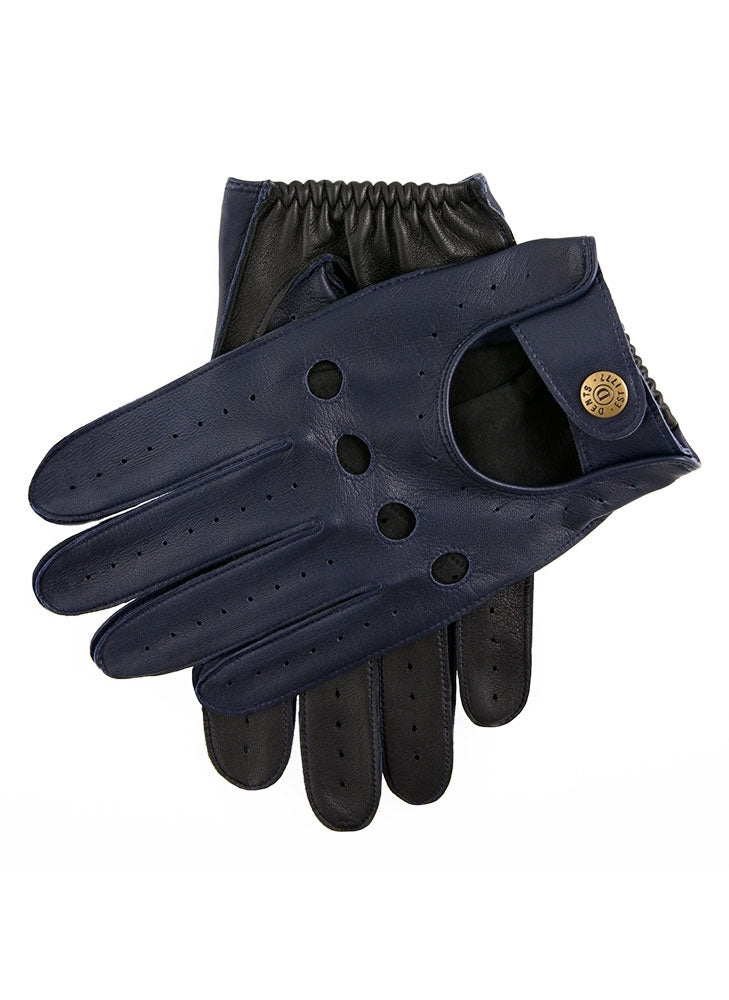Dents Luxury Waverley Mens Leather Driving Gloves - Royal Blue/Black-5