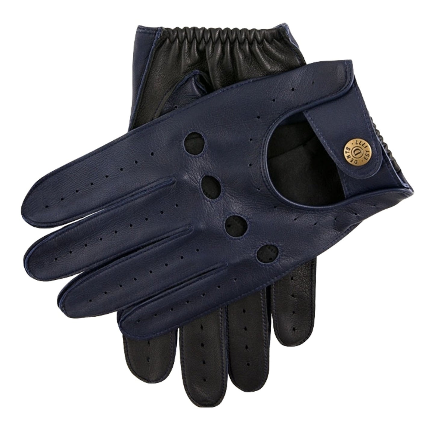Dents Luxury Waverley Mens Leather Driving Gloves - Royal Blue/Black-0