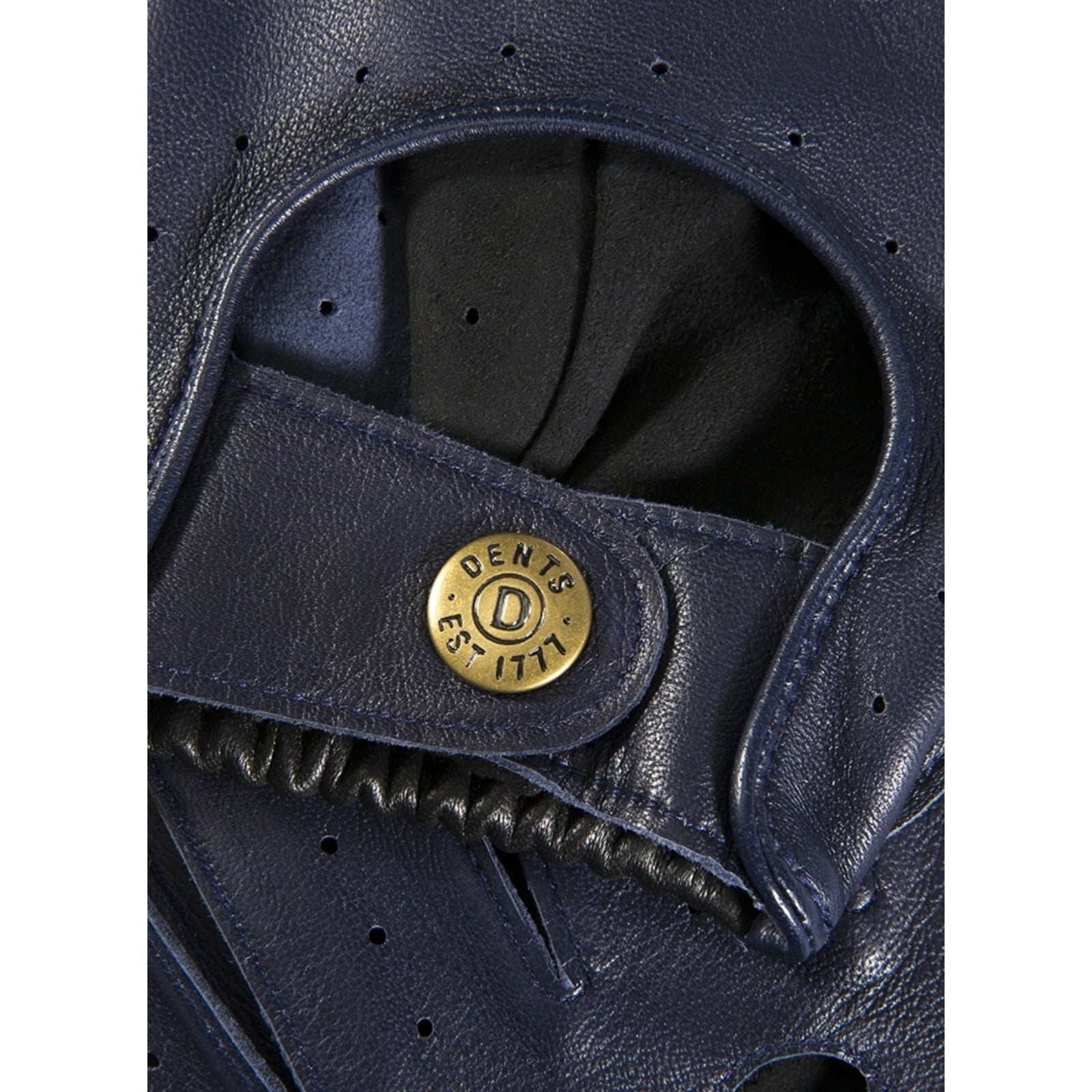 Dents Luxury Waverley Mens Leather Driving Gloves - Royal Blue/Black-2