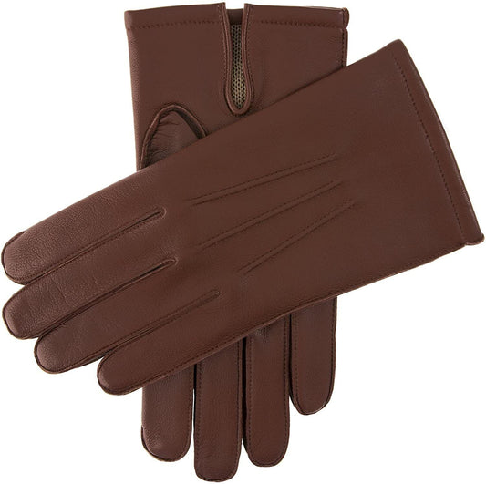 Dents Mens Leather Keston Gloves w/ Palm Vent & 3-Point Stitch Detail - English Tan