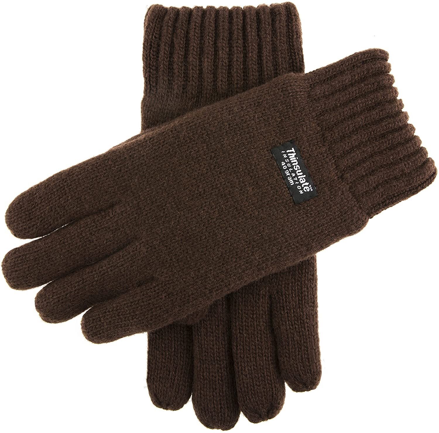 Dents Mens 100% Wool Knit Gloves with 3M Thinsulate Lining - Chocolate - X-Large-1