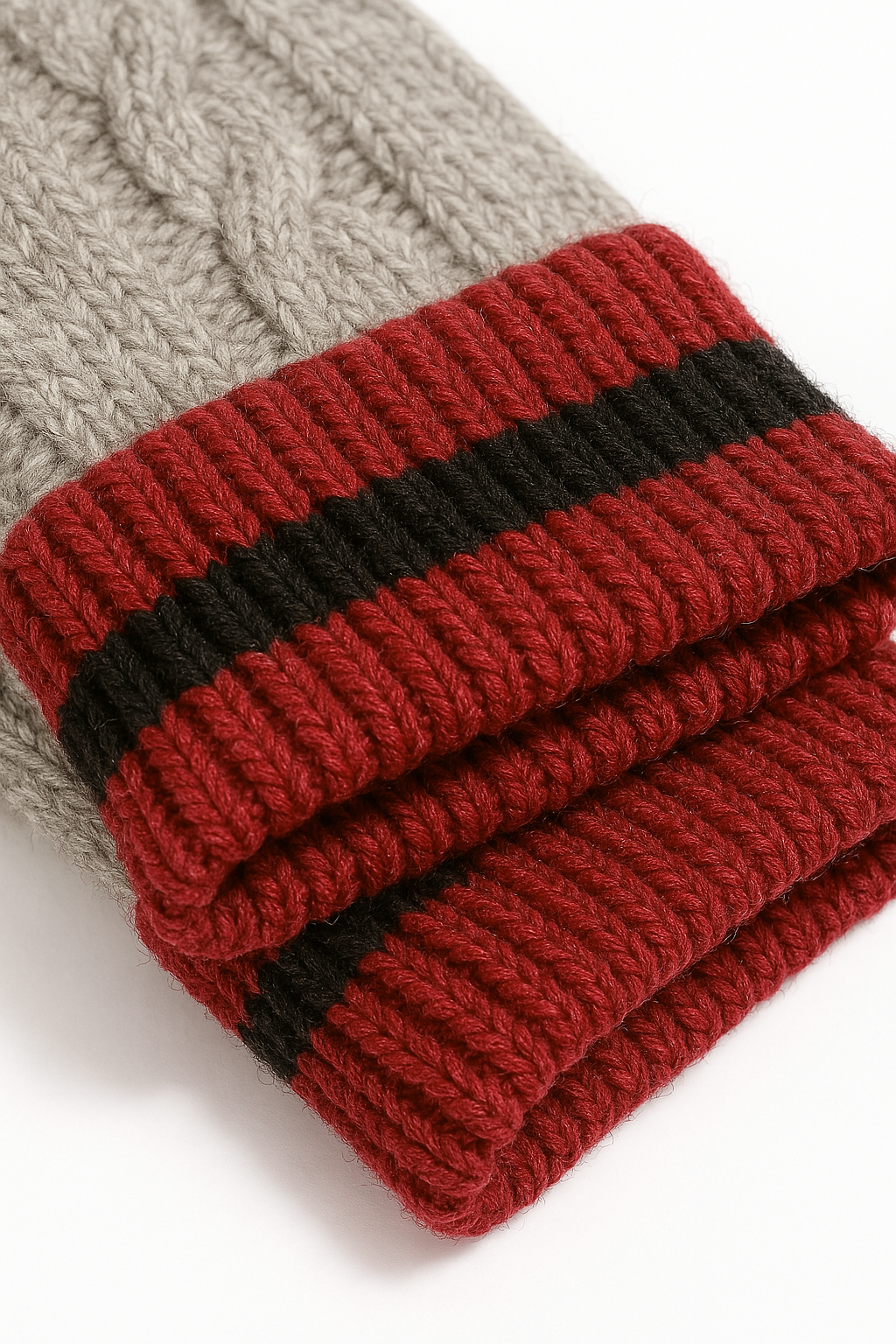 Dents Holwick Mens Cable Knit Gloves - Grey/Burgundy-2