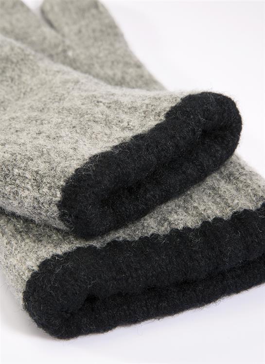 Dents Newburgh Mens Lambswool Knitted Gloves - Grey/Black-2