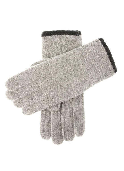 Dents Newburgh Mens Lambswool Knitted Gloves - Grey/Black-1