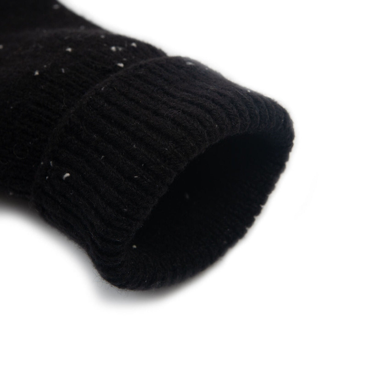 Dents Mens Fingerless Wool Blend Knitted Gloves w/ Marl Yarn in Black