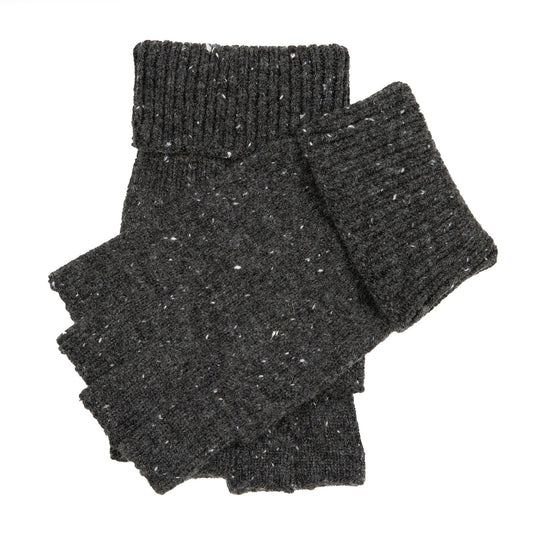 Dents Mens Fingerless Wool Blend Knitted Gloves w/ Marl Yarn in Charcoal