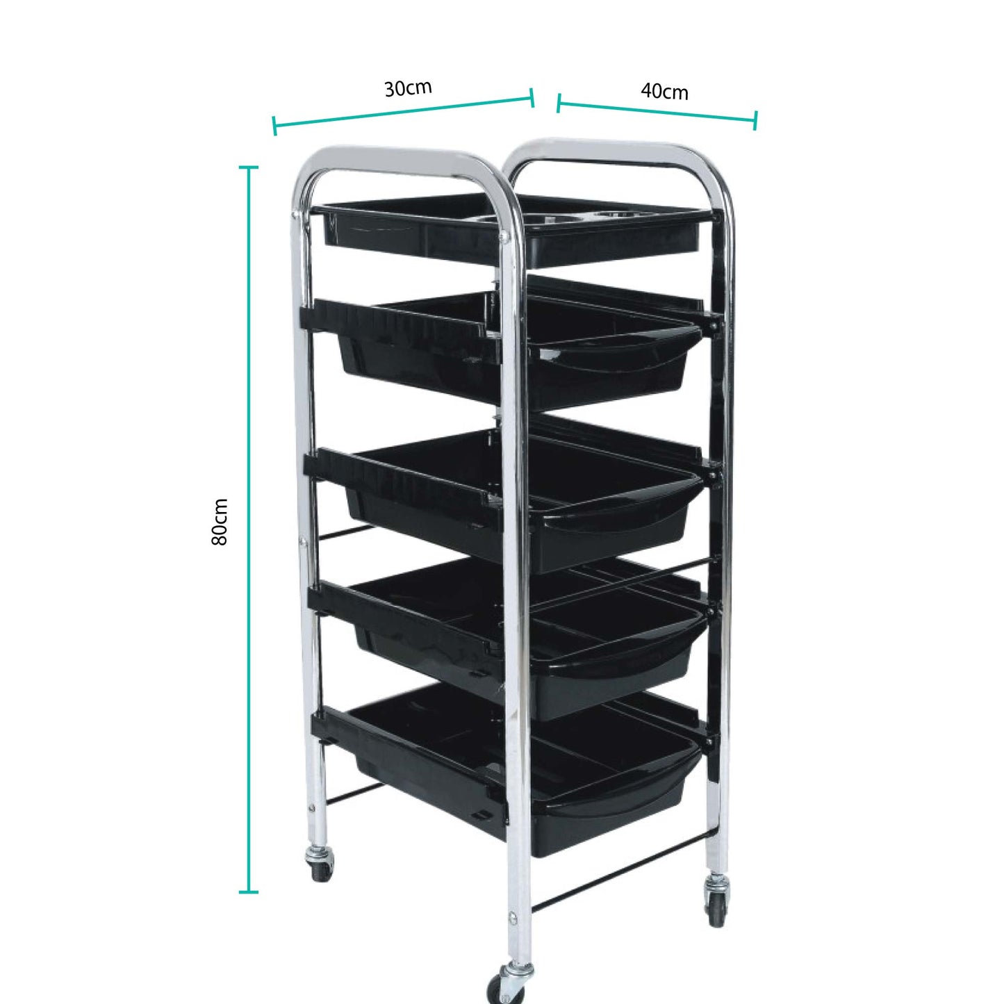 5 Tier Hairdressing Trolley Black 80x40x30 Salon Hair Colour Storage Metal Cart-1