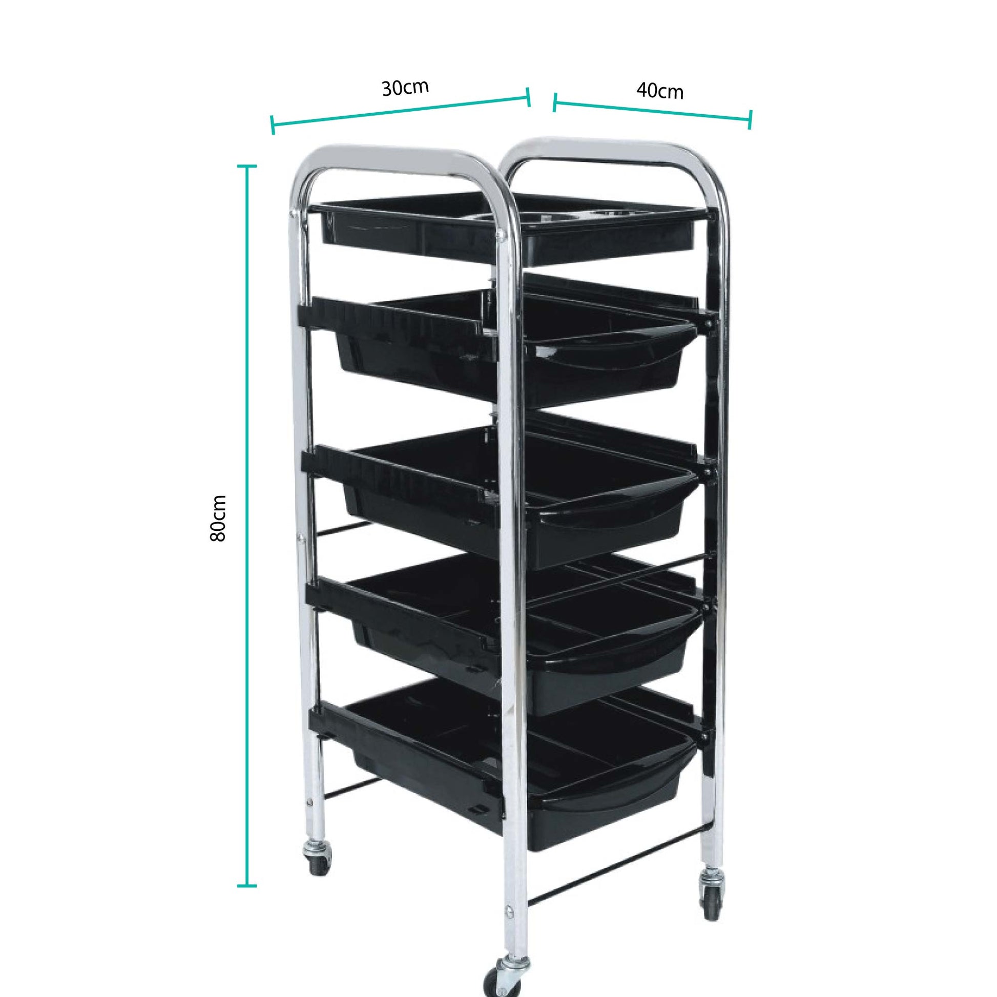 5 Tier Hairdressing Trolley Black 80x40x30 Salon Hair Colour Storage Metal Cart-1