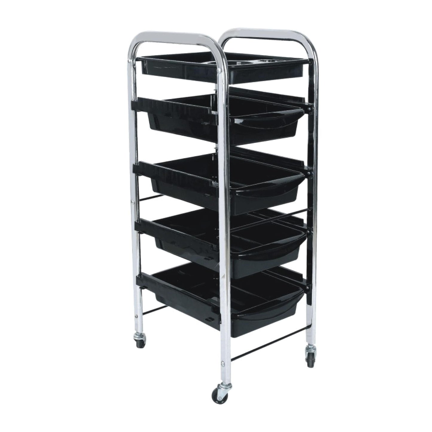 5 Tier Hairdressing Trolley Black 80x40x30 Salon Hair Colour Storage Metal Cart-0