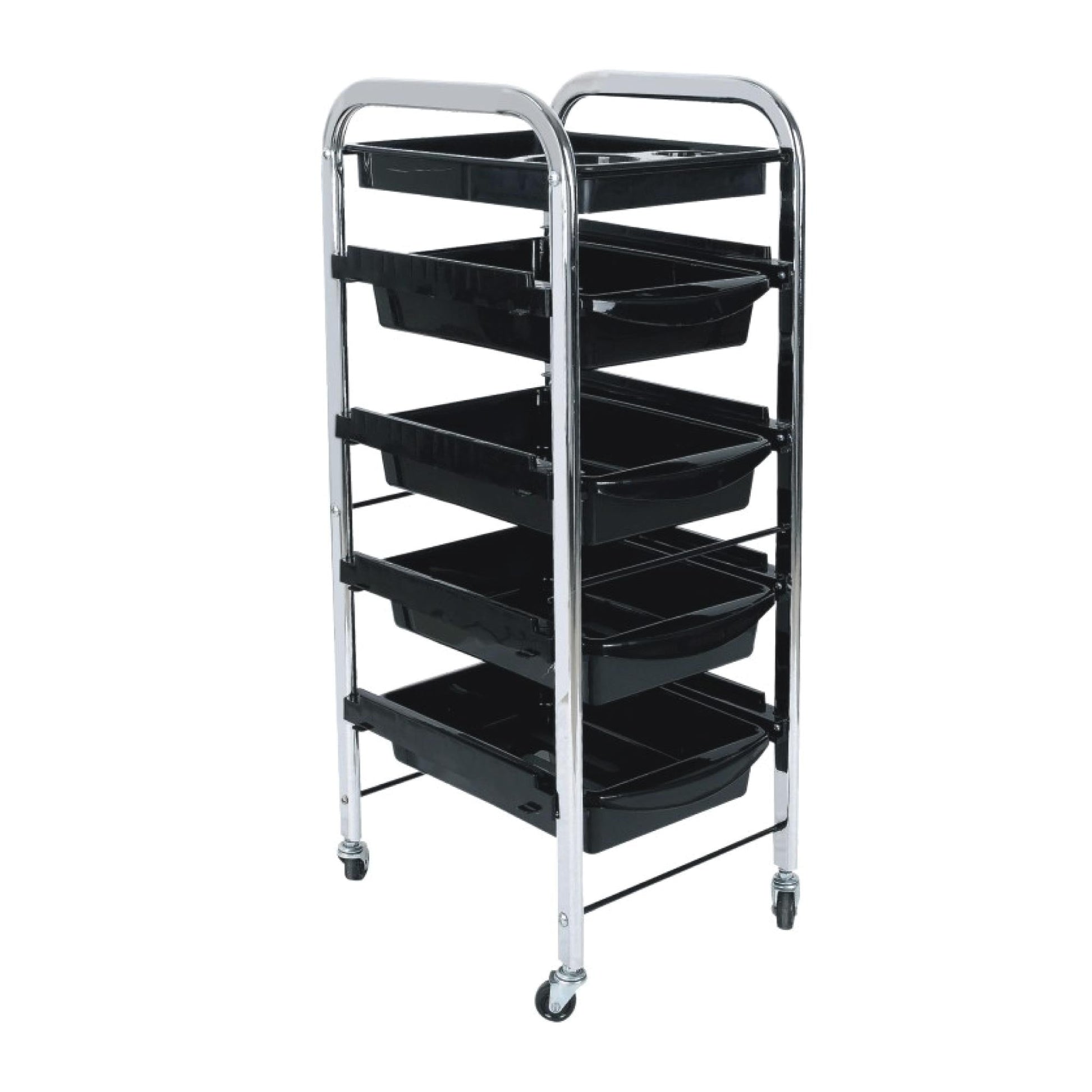 5 Tier Hairdressing Trolley Black 80x40x30 Salon Hair Colour Storage Metal Cart-0