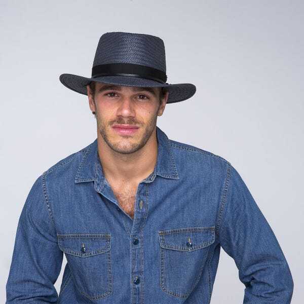 Bailey Mens Dreyer Paper Straw Hat Fedora Woven - Slate-4