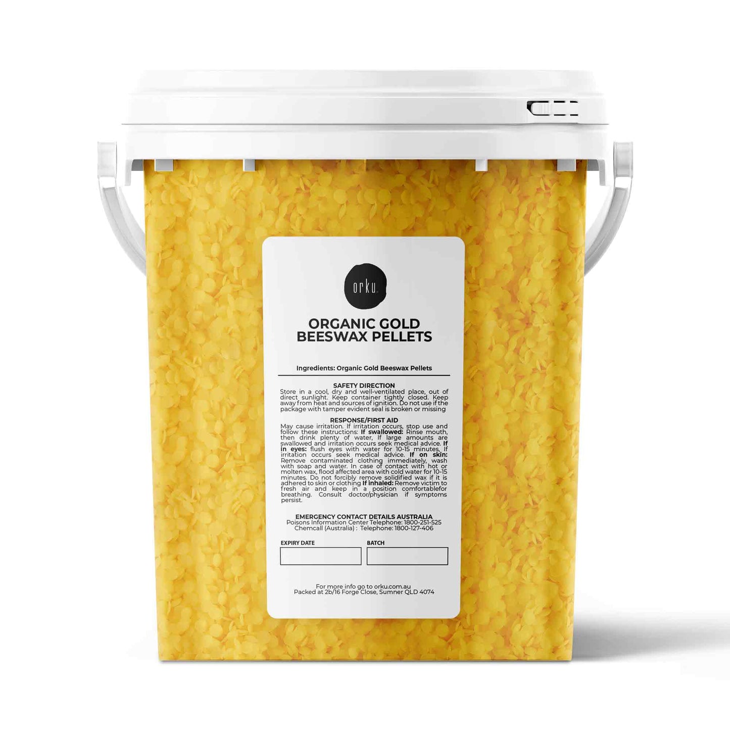 500g Orku Organic Beeswax Pellets Yellow Tub - Cosmetic Quality Pure Bees Wax-0