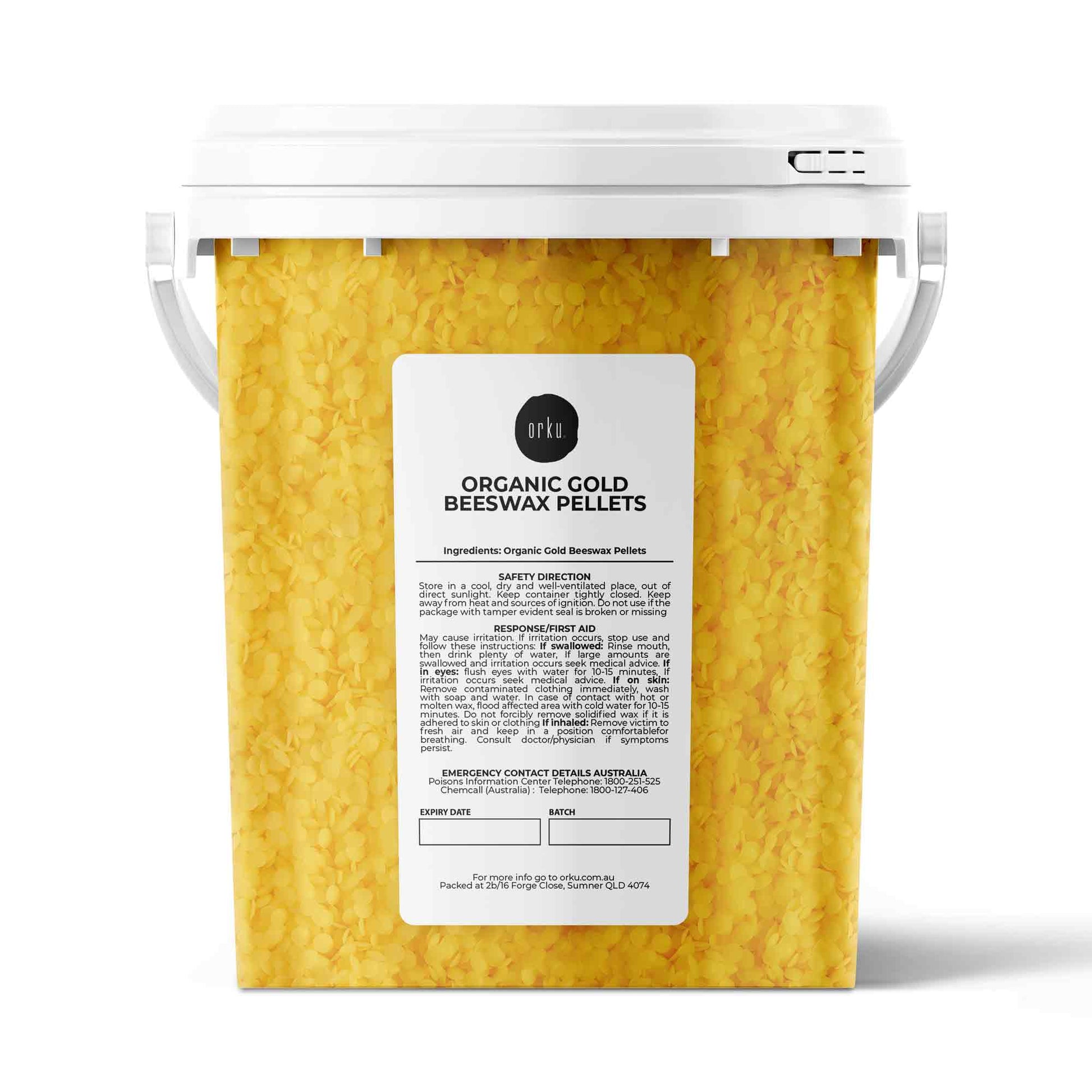 500g Orku Organic Beeswax Pellets Yellow Tub - Cosmetic Quality Pure Bees Wax-0