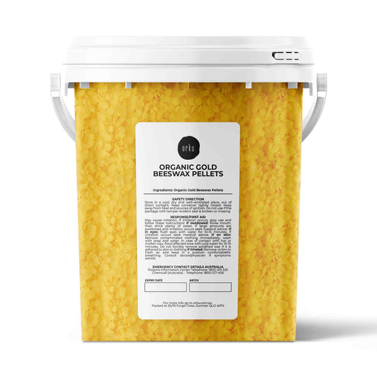 500g Orku Organic Beeswax Pellets Yellow Tub - Cosmetic Quality Pure Bees Wax-0