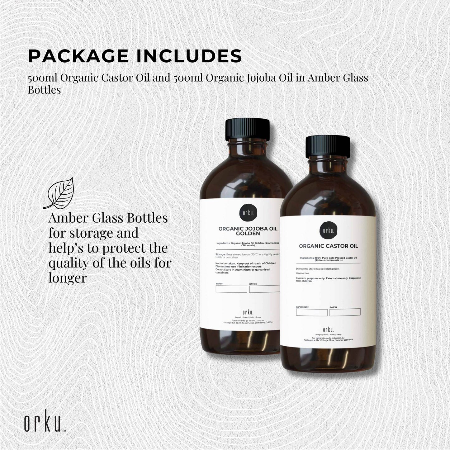 500ml Organic Castor Oil and 500ml Organic Jojoba Oil Pack - Hair Skin-3
