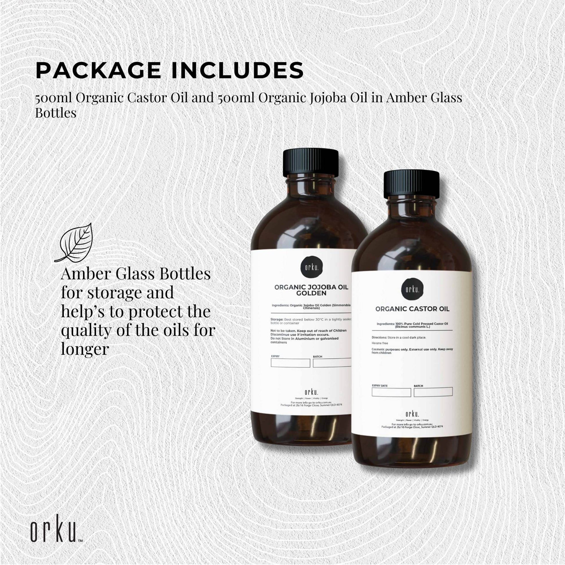 500ml Organic Castor Oil and 500ml Organic Jojoba Oil Pack - Hair Skin-3