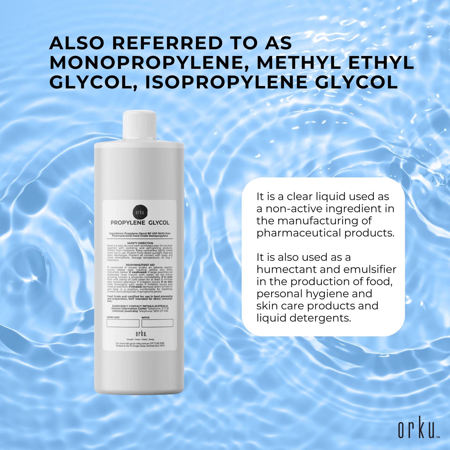 500ml Propylene Glycol BP USP 99.9% Pharmaceutical Food Grade Monopropylene-1