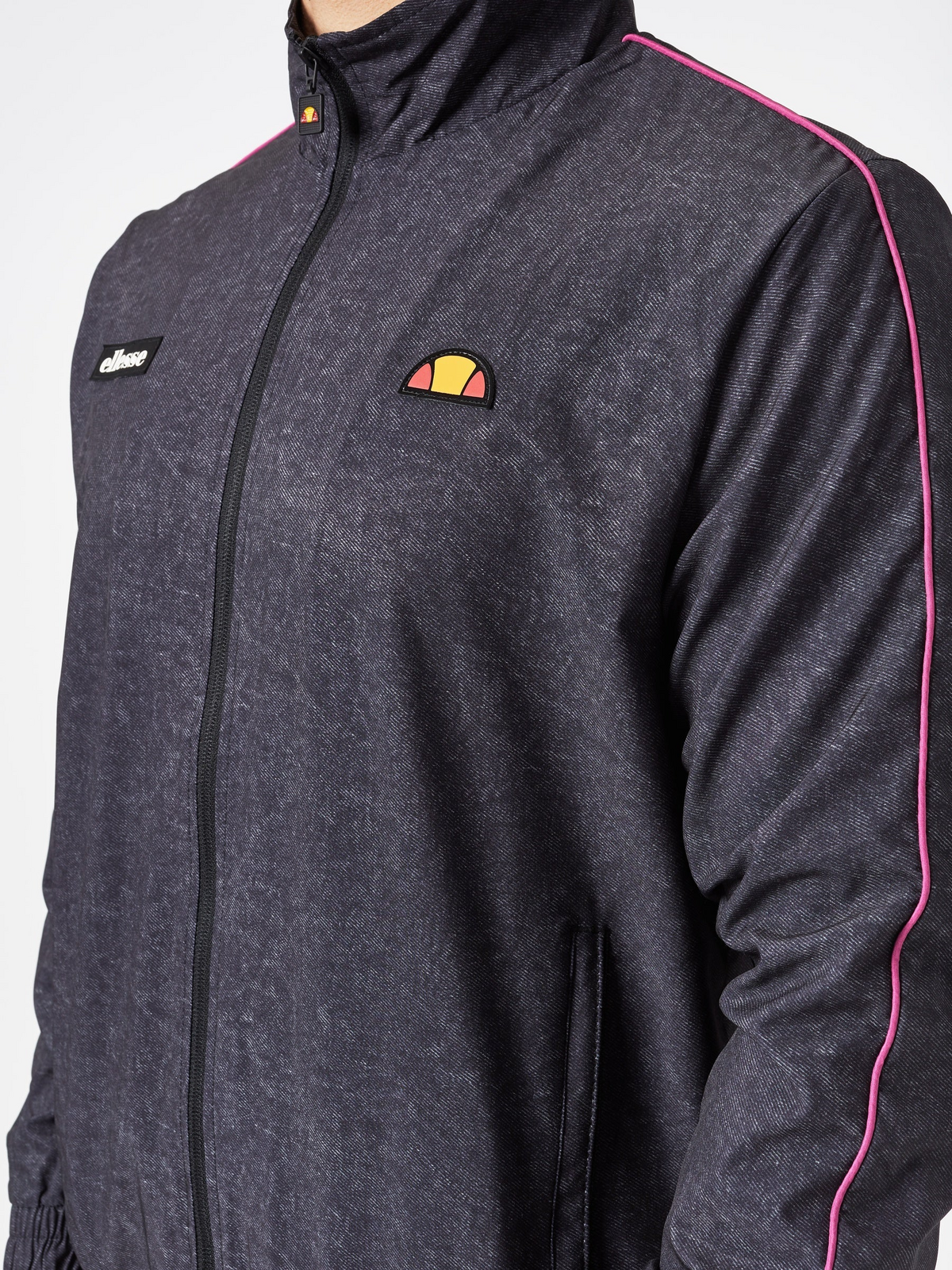 Ellesse Mens Sampratio Tennis Tracksuit Jacket Warmup in Charcoal Size Medium