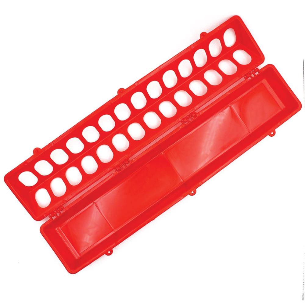 50cm Long Poultry Feeder Chicken Feeding Trough Red Plastic Flip Top Container-1