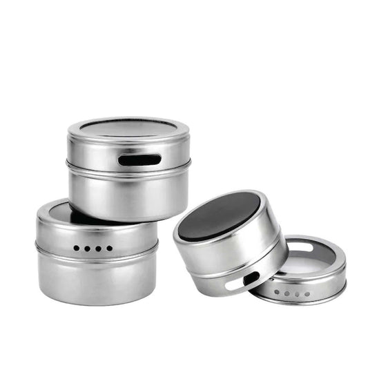 50x 150g Magnetic Spice Jar Stainless Steel Tin Herb Seasoning Storage Container-0