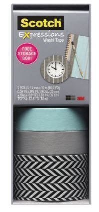 Scotch 3M Expressions Washi Tape 2 Rolls 15Mm X 10M 1 Roll 30Mm X 10M-0