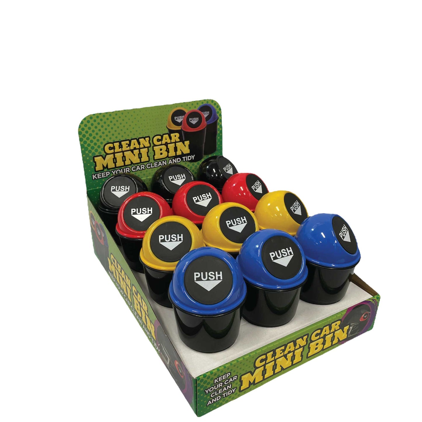 550ml Mini Car Rubbish Bin - Cup Holder Trash Can Coin Ashtray Random Colour-2