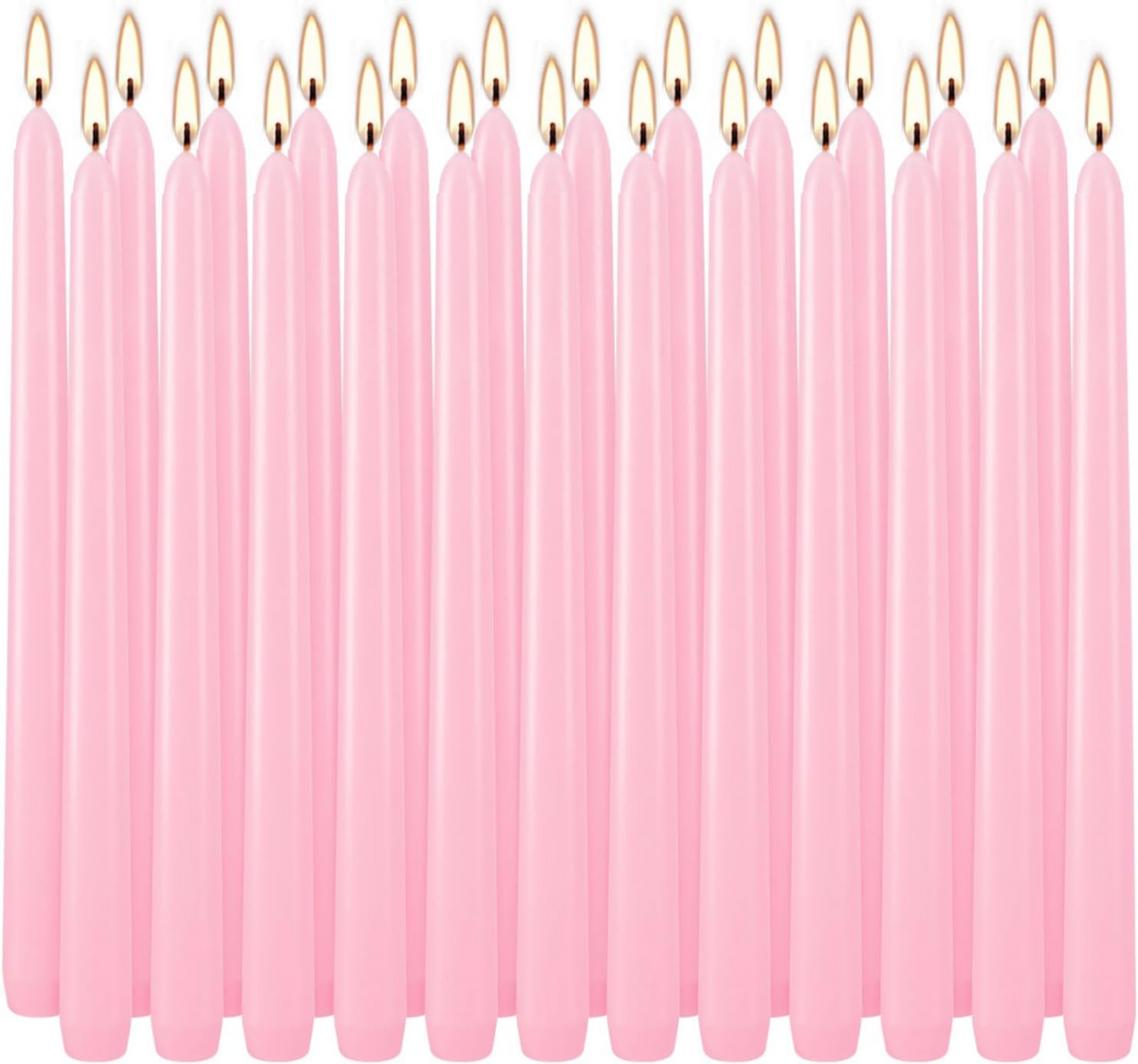48x Tapered Dinner Candles Unscented Taper Wedding Candle 25cm in Pink