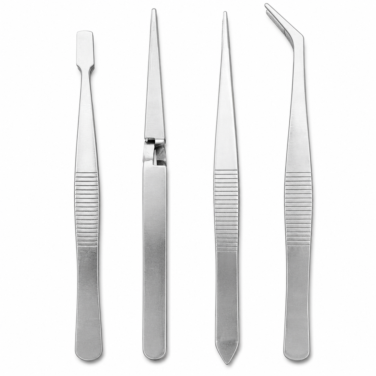 4pcs Tweezer Set Kit Stainless Steel Tool Multipurpose Plucker