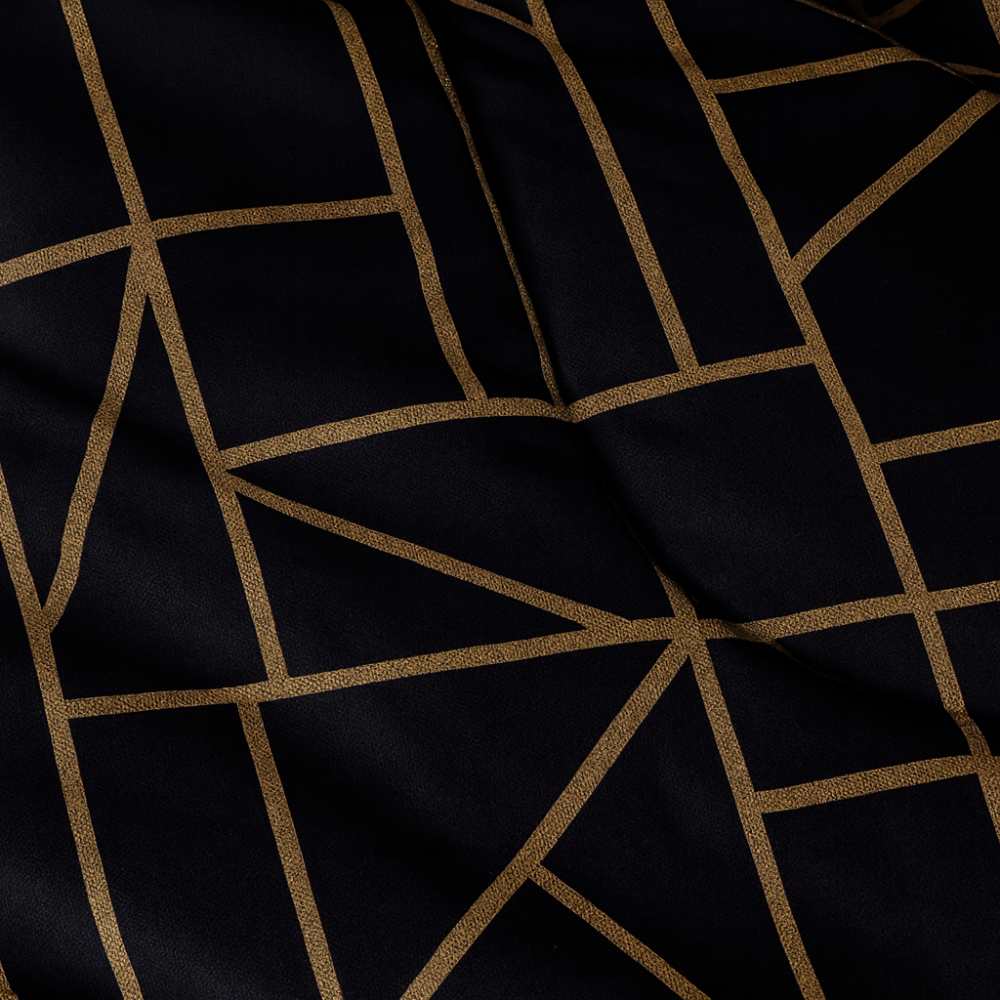 King Comforter Full Set w/ Fitted Sheet, 4 Pillow Covers & Comforter - Geometric Black (6 Piece Set)