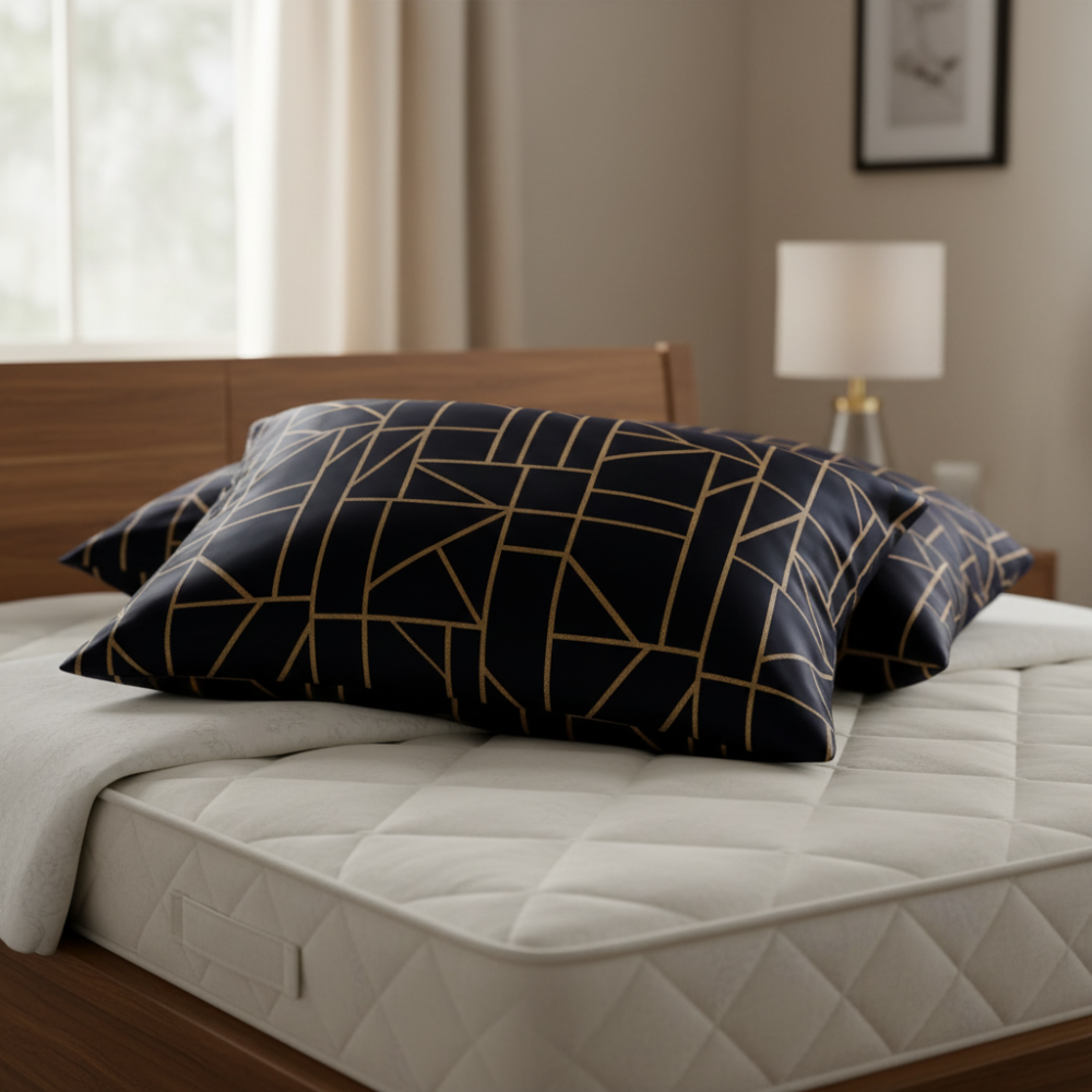 King Comforter Full Set w/ Fitted Sheet, 4 Pillow Covers & Comforter - Geometric Black (6 Piece Set)