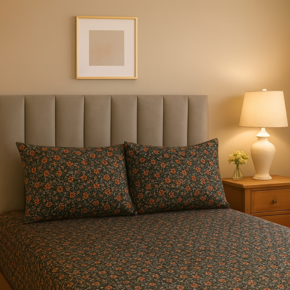 Queen Comforter Full Set w/ Fitted Sheet, 4 Pillow Covers & Comforter - Flowers (6 Piece Set)