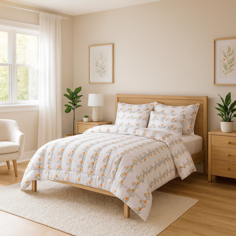 Queen Comforter Full Set w/ Fitted Sheet, 4 Pillow Covers & Comforter - Isabel (6 Piece Set)