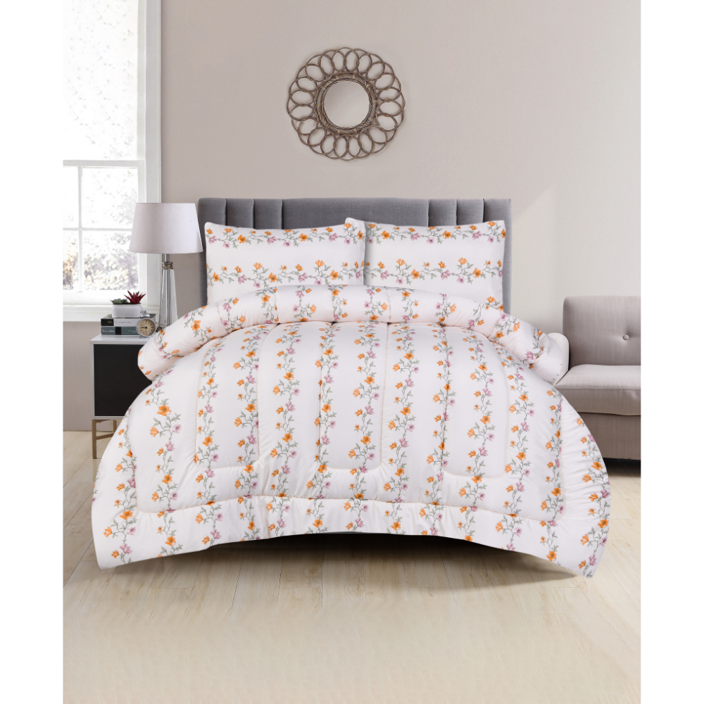 Queen Comforter Full Set w/ Fitted Sheet, 4 Pillow Covers & Comforter - Isabel (6 Piece Set)