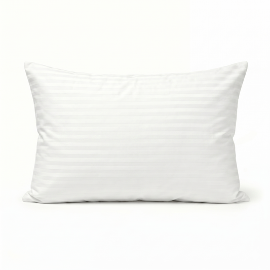 1x 800gsm Premium 100% Cotton Pillow w/ Cover Filled Durable Soft Standard - 48x74cm (Striped White)
