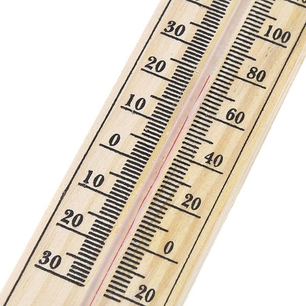 WOODEN THERMOMETER Indoor Outdoor Glass Wall Hanging Room Sensor -  Natural-3