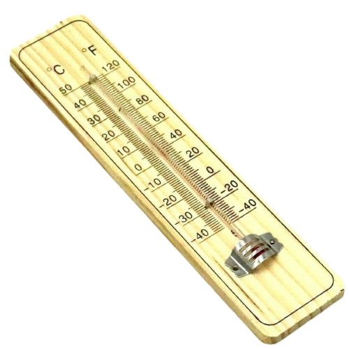 WOODEN THERMOMETER Indoor Outdoor Glass Wall Hanging Room Sensor -  Natural-0