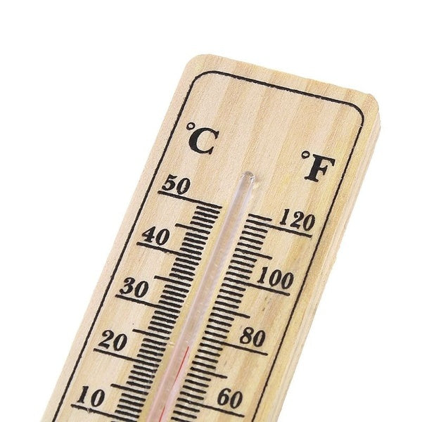 WOODEN THERMOMETER Indoor Outdoor Glass Wall Hanging Room Sensor -  Natural-2