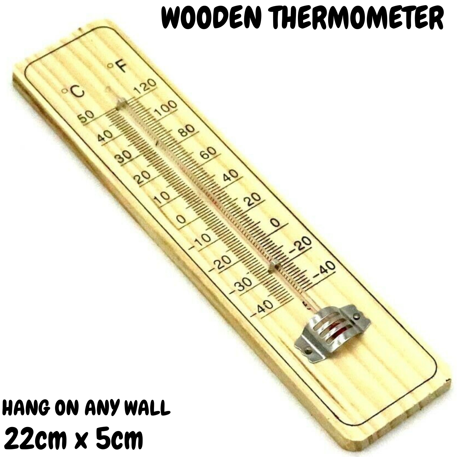 WOODEN THERMOMETER Indoor Outdoor Glass Wall Hanging Room Sensor -  Natural-1