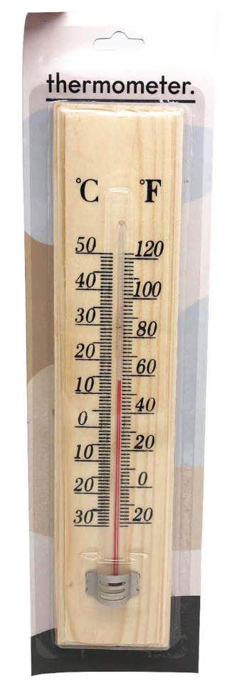 27cm Wooden Thermometer Indoor Outdoor Glass Wall Hanging Room Sensor Jumbo - Wood-0