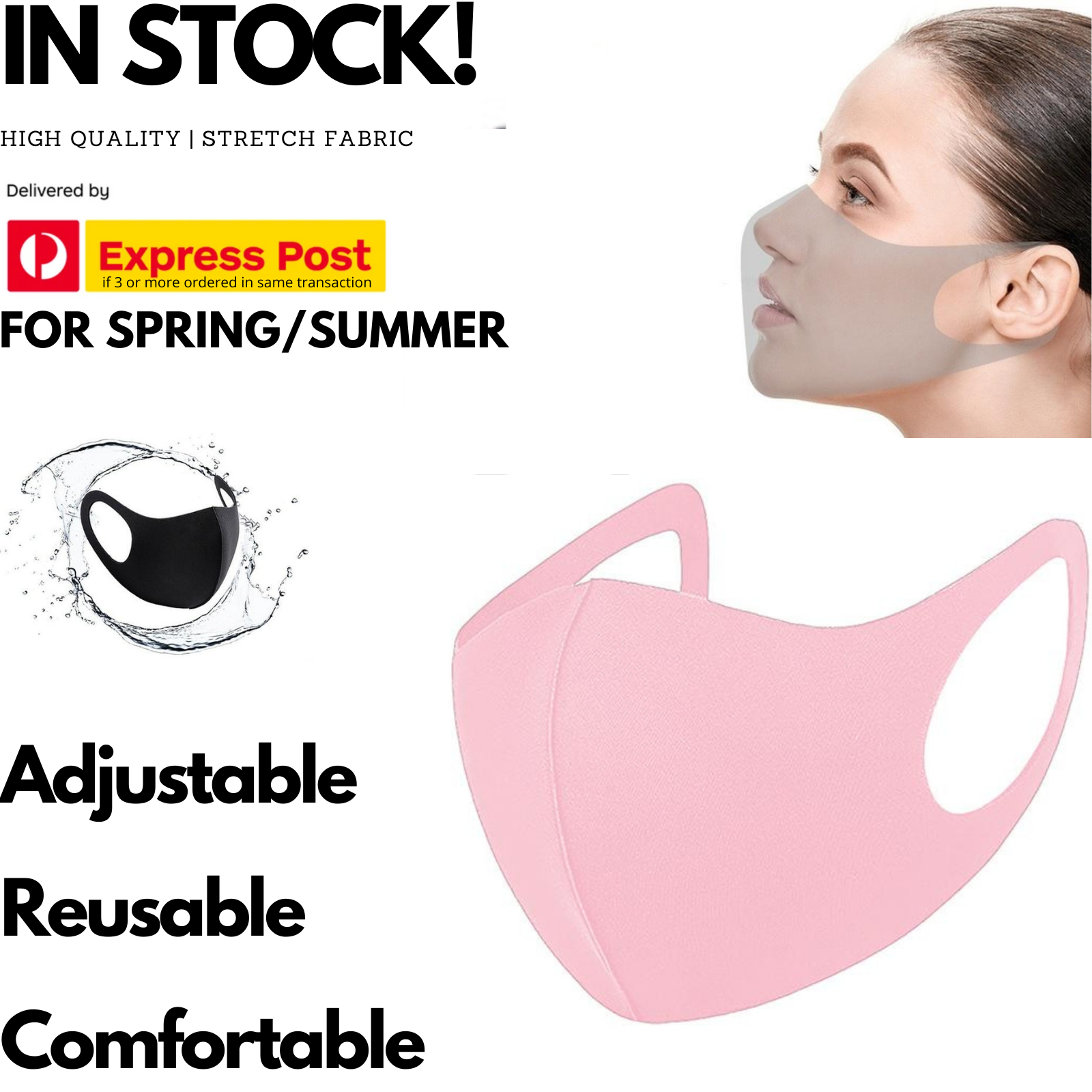 SUMMER Reusable Breathable Face Mask Mouth Mask Anti Dust Haze Protective in Pink-1
