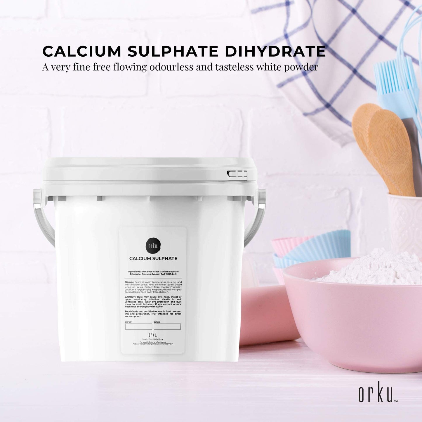 5Kg Calcium Sulphate Gypsum Powder Bucket-  Food Grade Hydrous Sulfate-1
