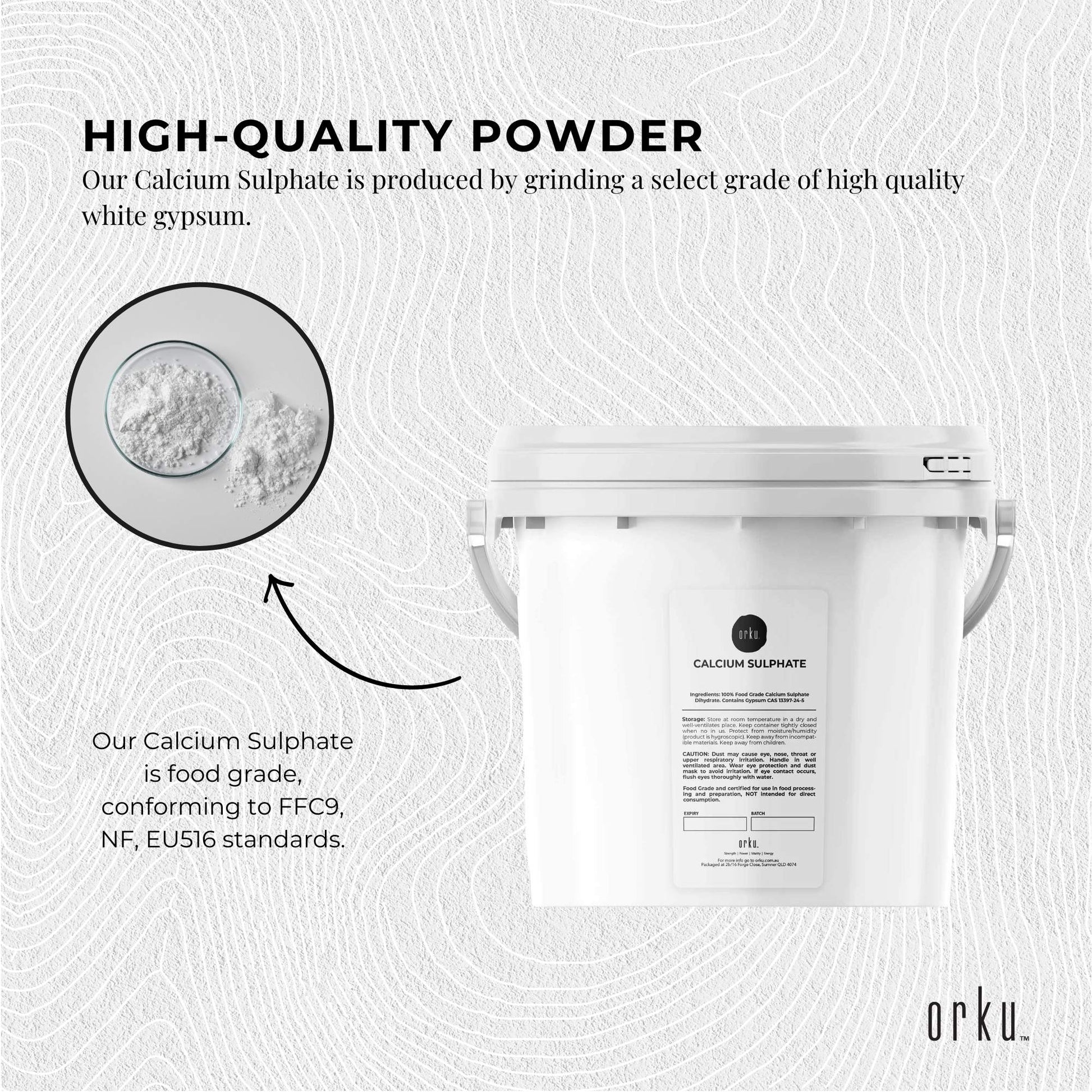 5Kg Calcium Sulphate Gypsum Powder Bucket-  Food Grade Hydrous Sulfate-4