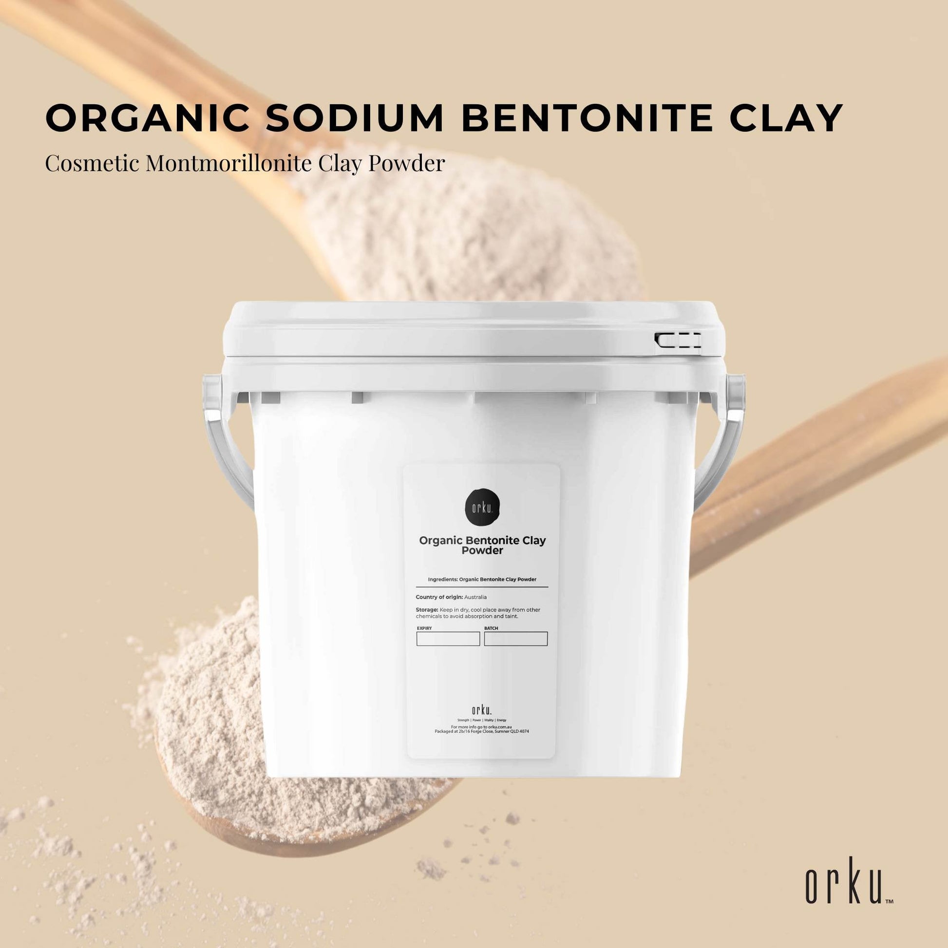 5Kg Organic Sodium Bentonite Clay Powder Tub Bucket - Cosmetic Montmorillonite-1